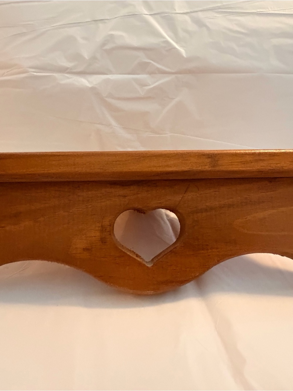 Wooden Corner Shelf Stool with Heart Cutout - Brown